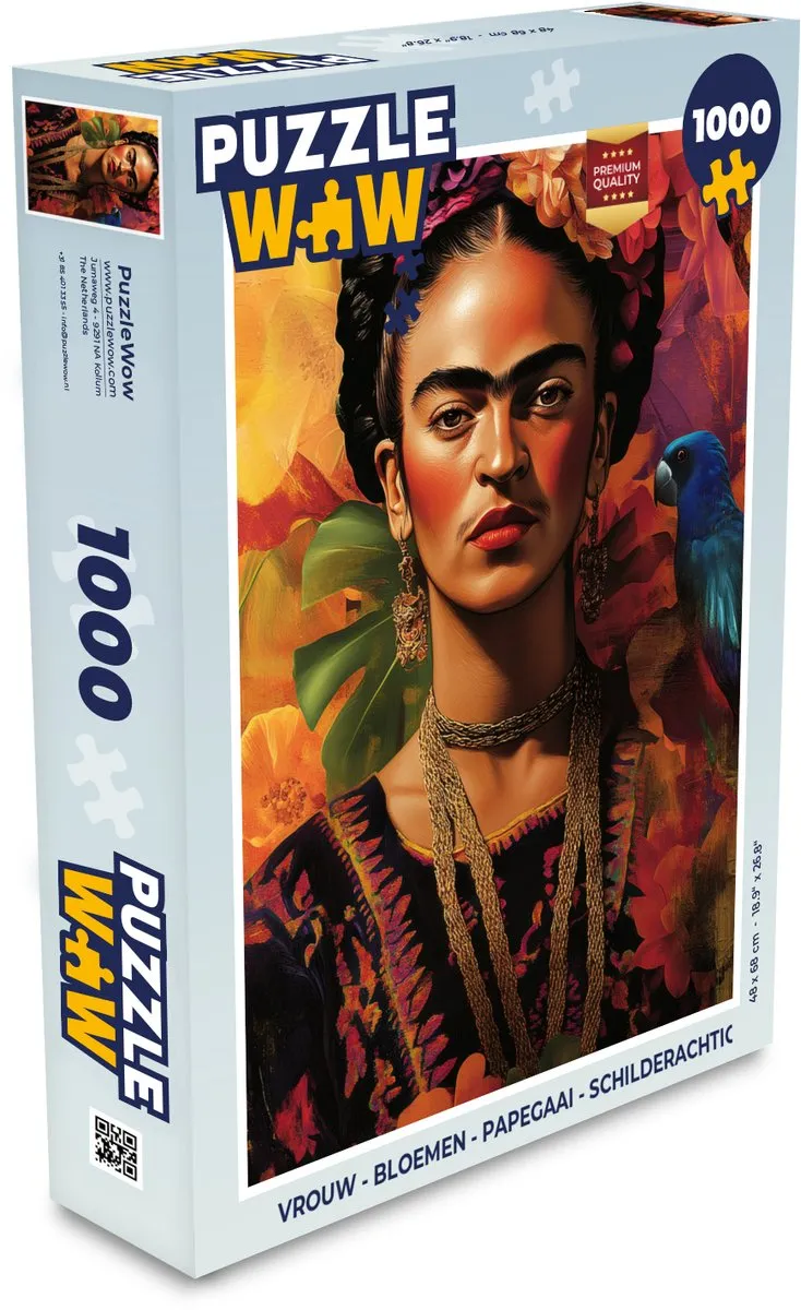 PuzzleWow Legpuzzel 1000 Stuks - Bloemen & Papegaai