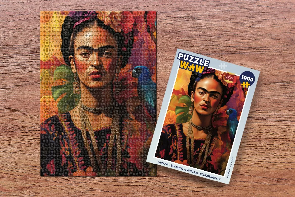 PuzzleWow Legpuzzel 1000 Stuks - Bloemen & Papegaai