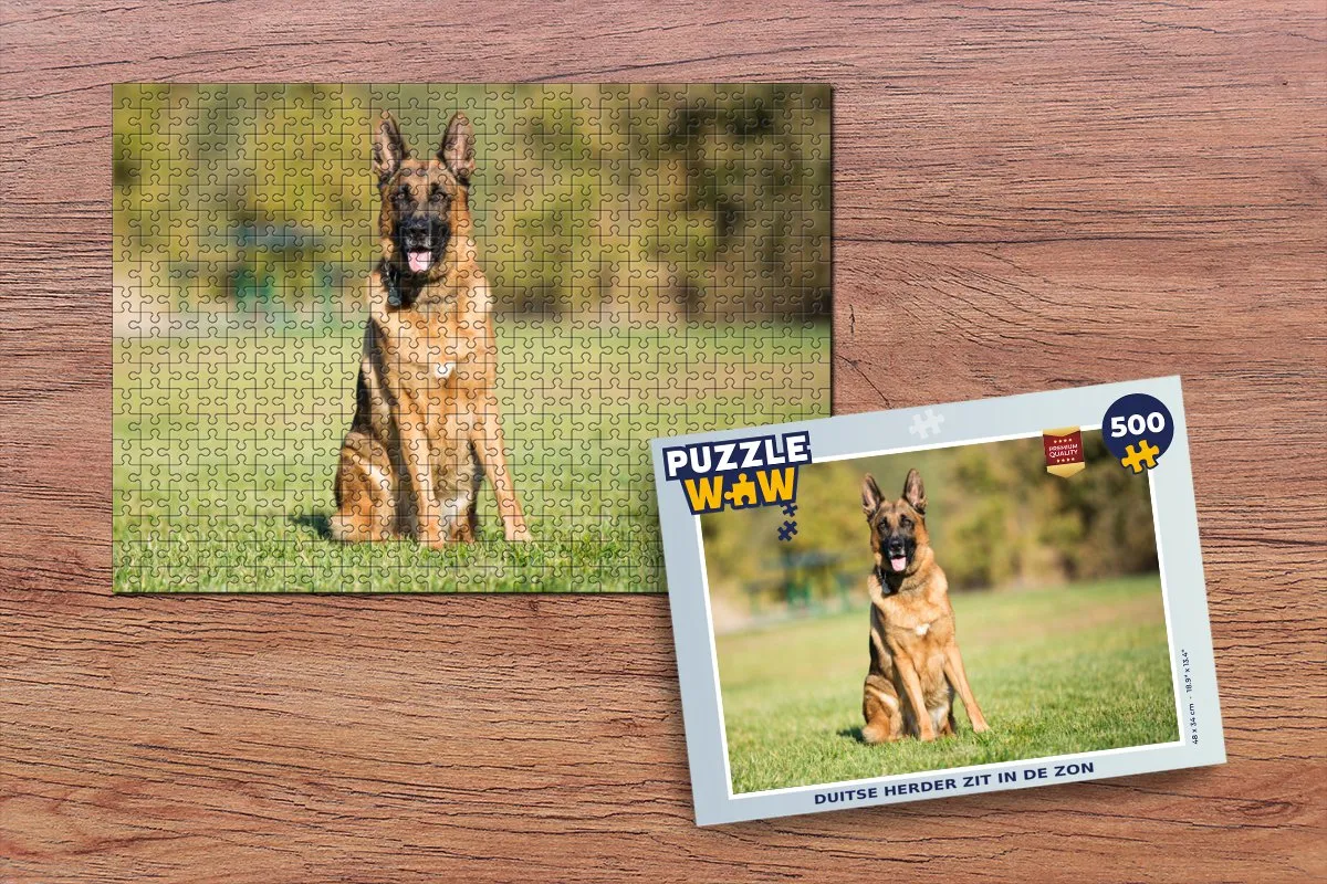PuzzleWow Duitse Herder Zit in de Zon Legpuzzel 500 Stuks - Multicolor