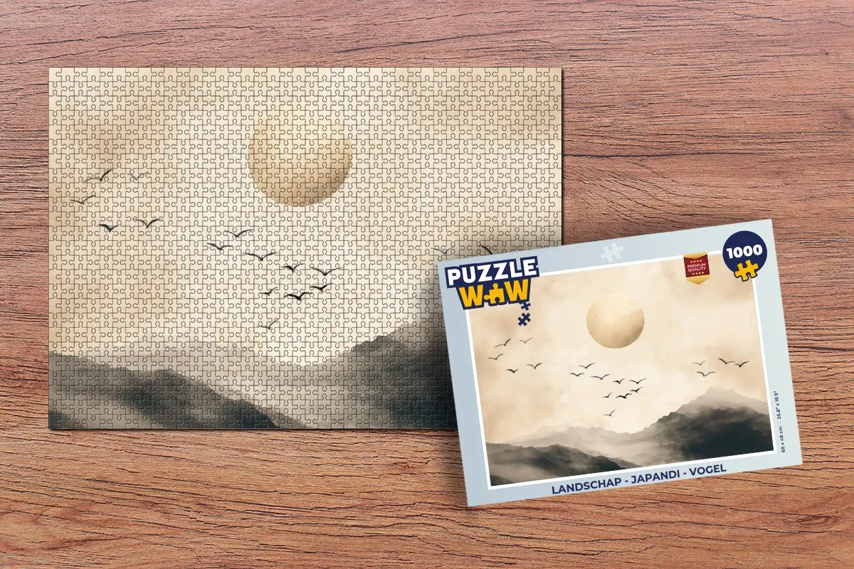 PuzzleWow Landschap Japandi Vogel Legpuzzel 1000 Stuks
