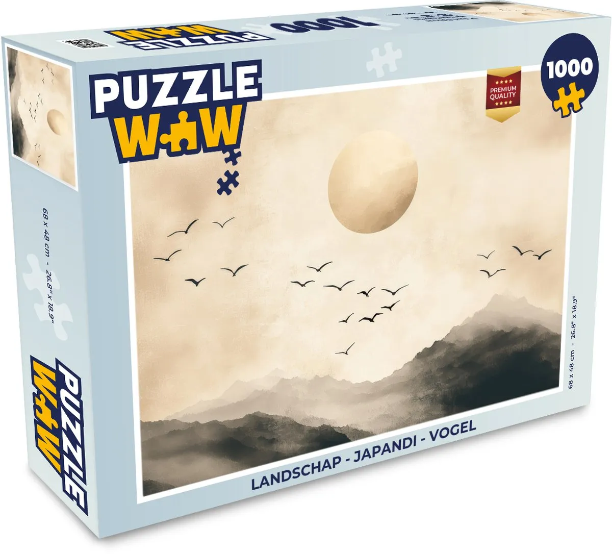 PuzzleWow Landschap Japandi Vogel Legpuzzel 1000 Stuks