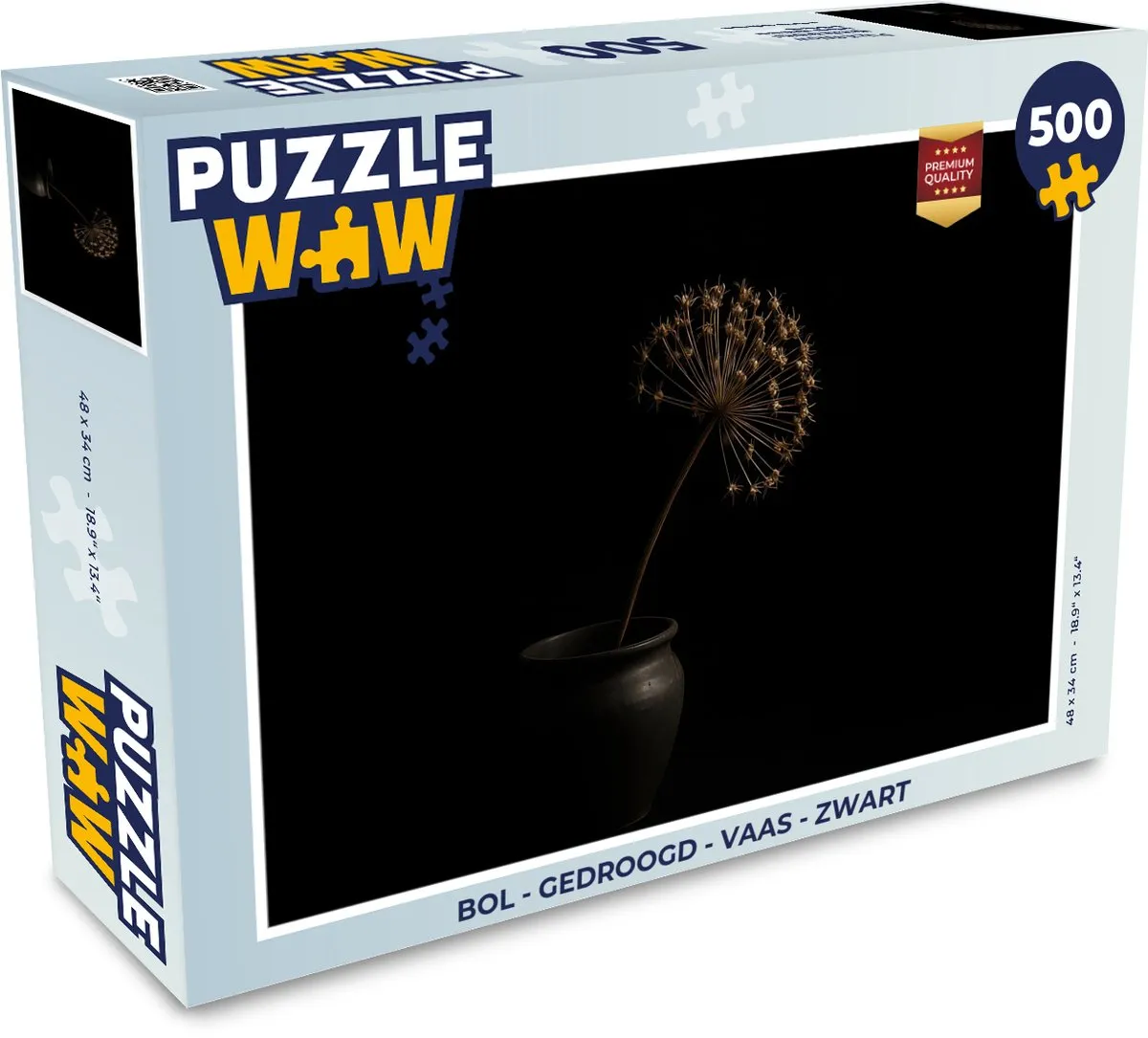 PuzzleWow Bol Gedroogd Vaas Legpuzzel 500 Stuks - Zwart