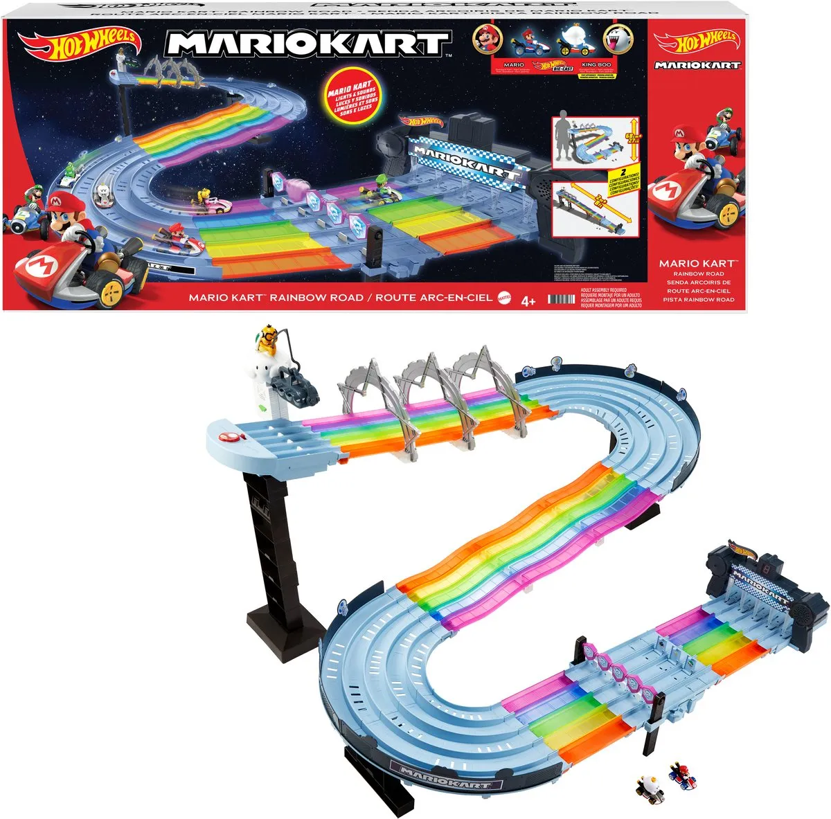 Hot Wheels Mario Kart Regenboog Raceset GXX41 - Meerkleurig