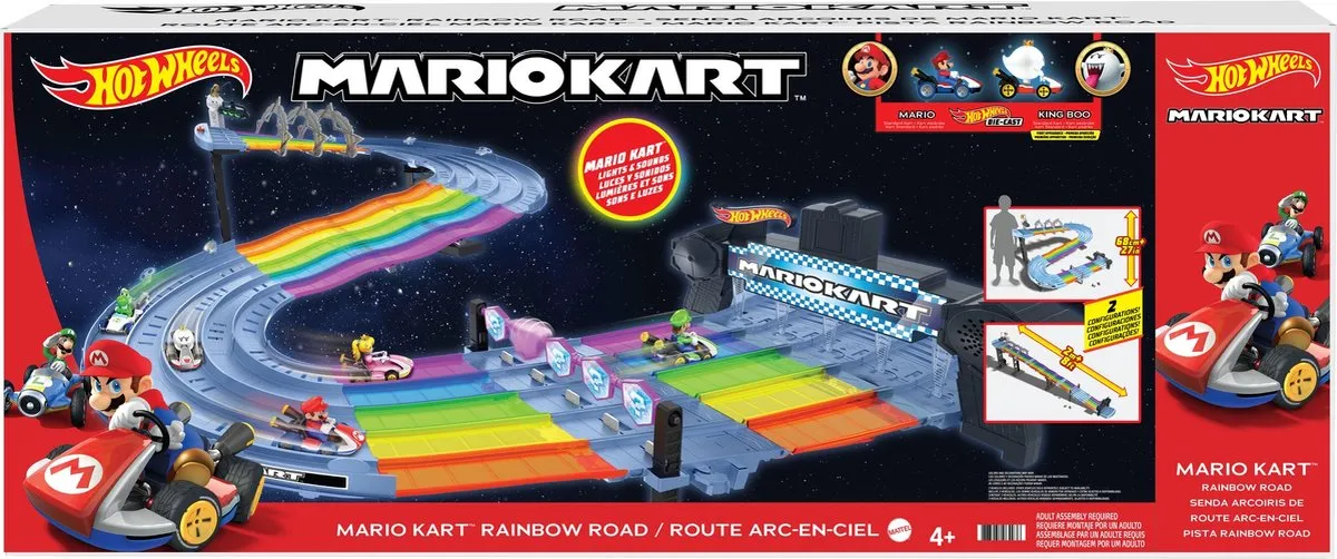 Hot Wheels Mario Kart Regenboog Raceset GXX41 - Meerkleurig
