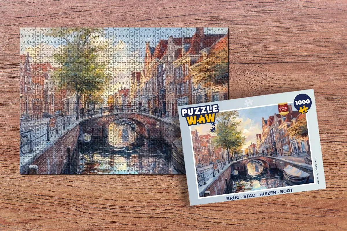 PuzzleWow Brug - Stad - Gracht Legpuzzel 1000 Stukjes