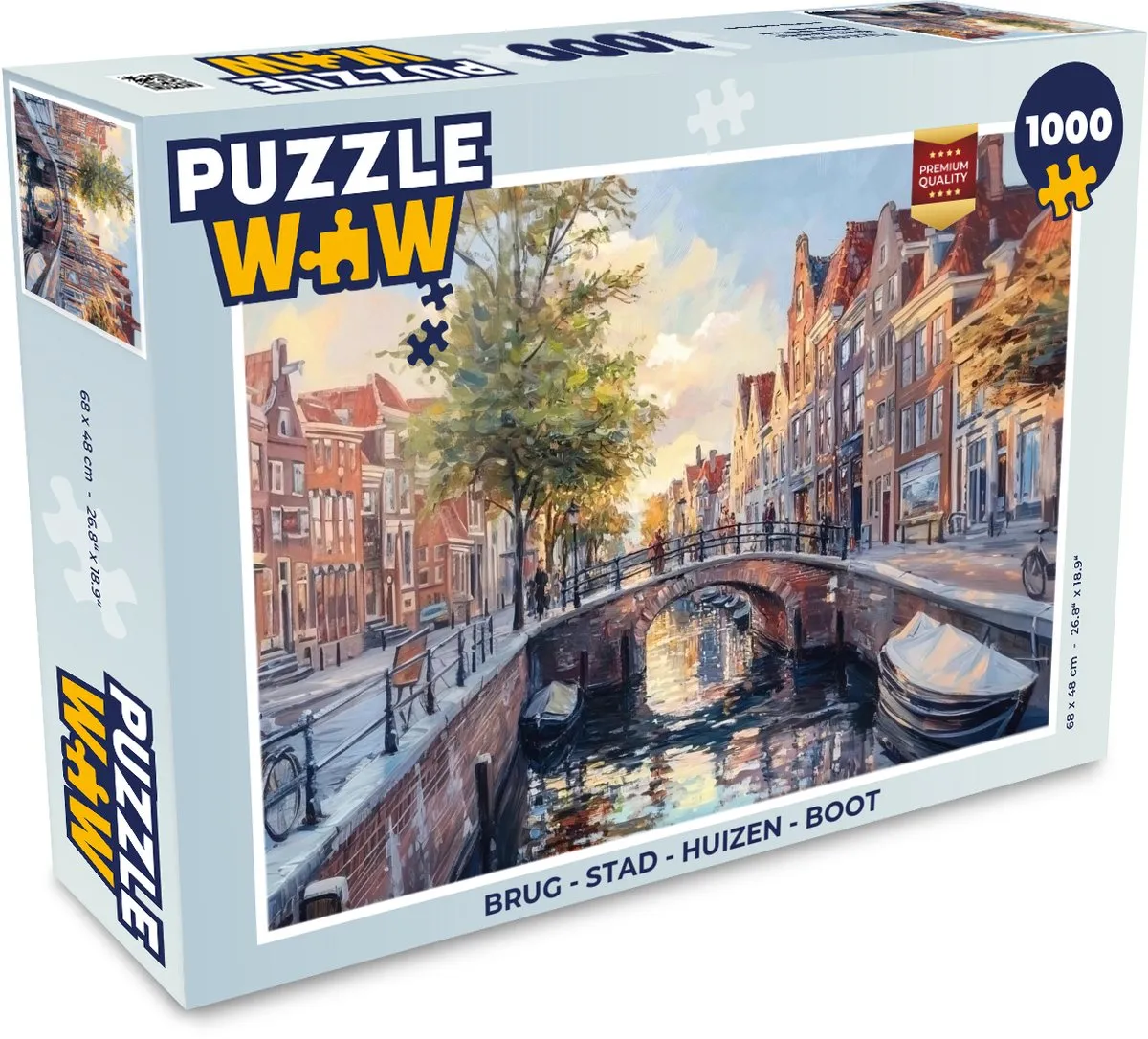 PuzzleWow Brug - Stad - Gracht Legpuzzel 1000 Stukjes