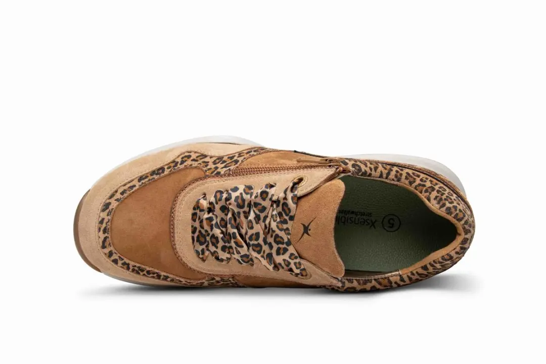 Xsensible Suède Dames Sneakers SWX11 - Luipaardprint - Cognac 39 - afbeelding 5 van 6