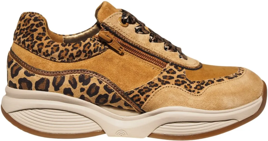 Xsensible suède dames sneakers met luipaardprint