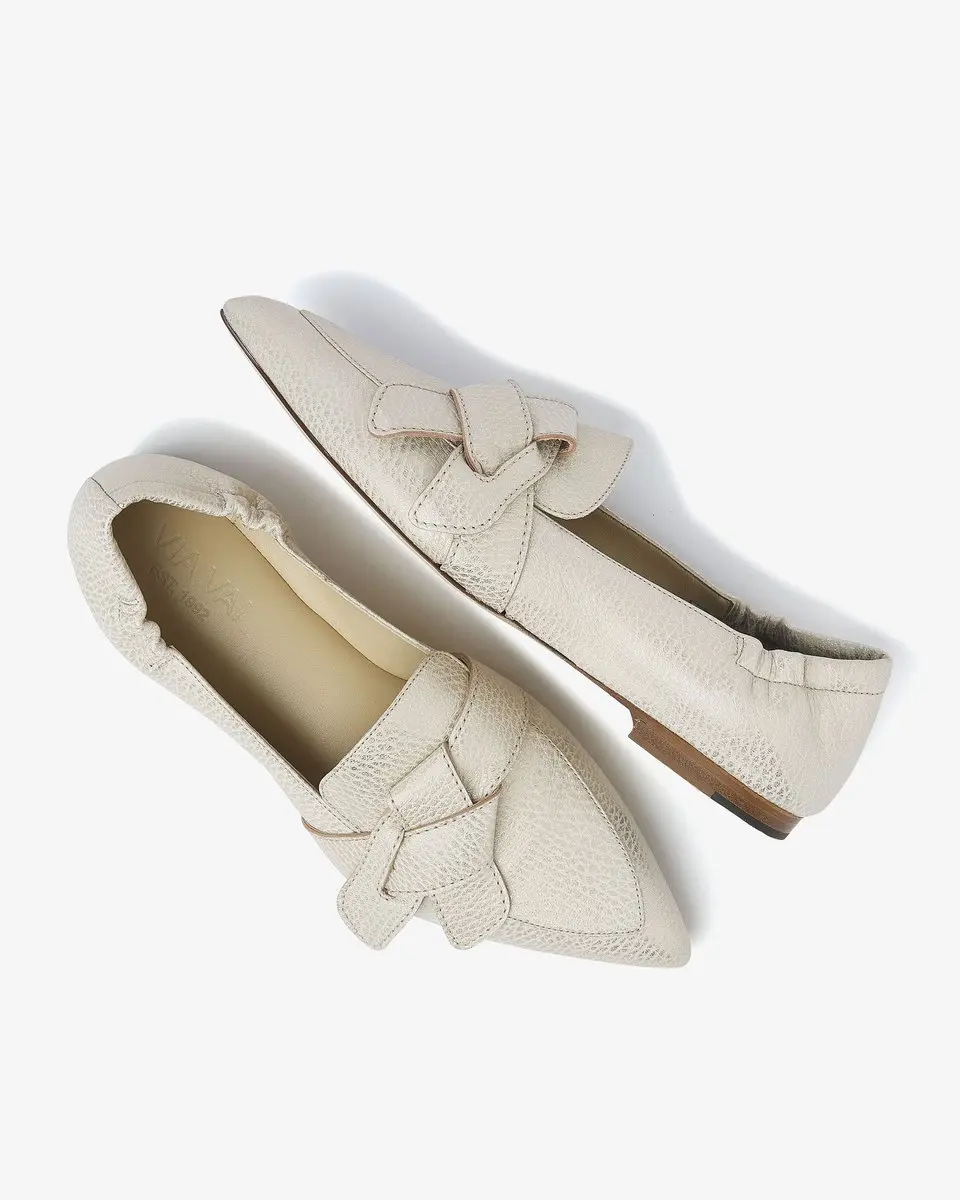 VIA VAI Lola Rayne Loafers Dames - Leer Beige - Maat 41