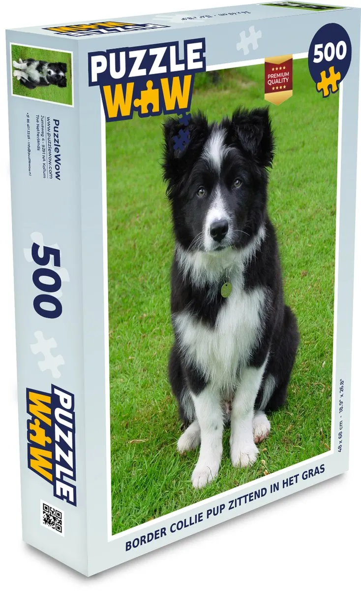 PuzzleWow Border Collie Pup Legpuzzel 500 Stuks - Multicolor
