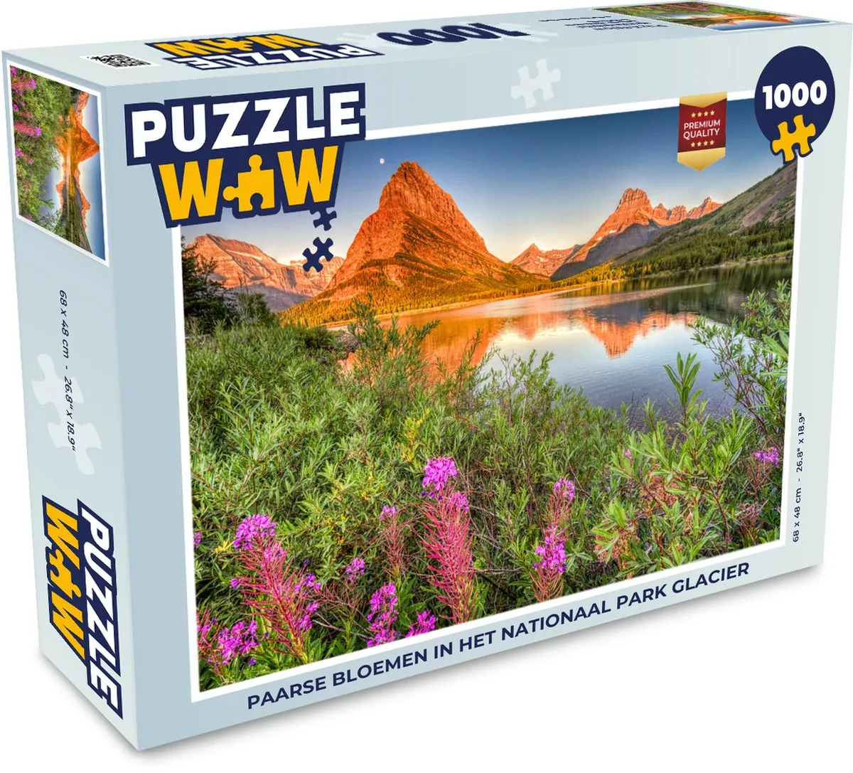 PuzzleWow Legpuzzel Paarse bloemen Nationaal Park Glacier 1000 Stuks