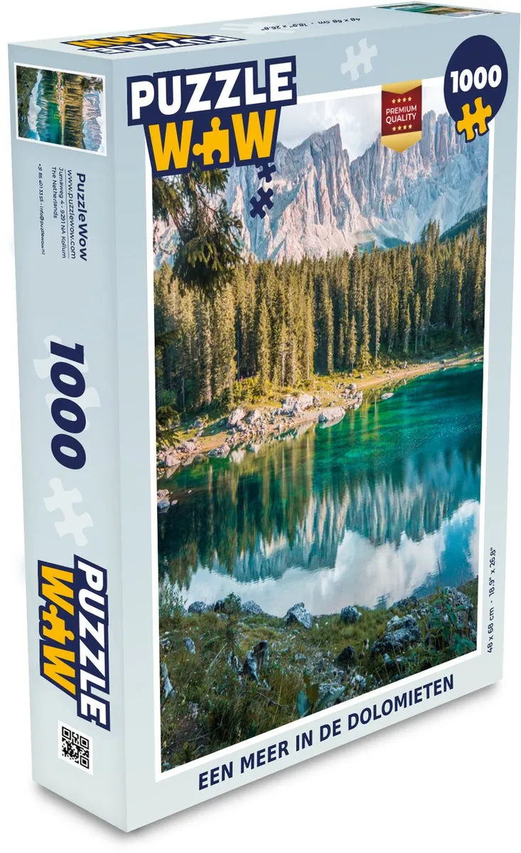PuzzleWow Legpuzzel Een meer in de Dolomieten 1000 Stuks - Multicolor