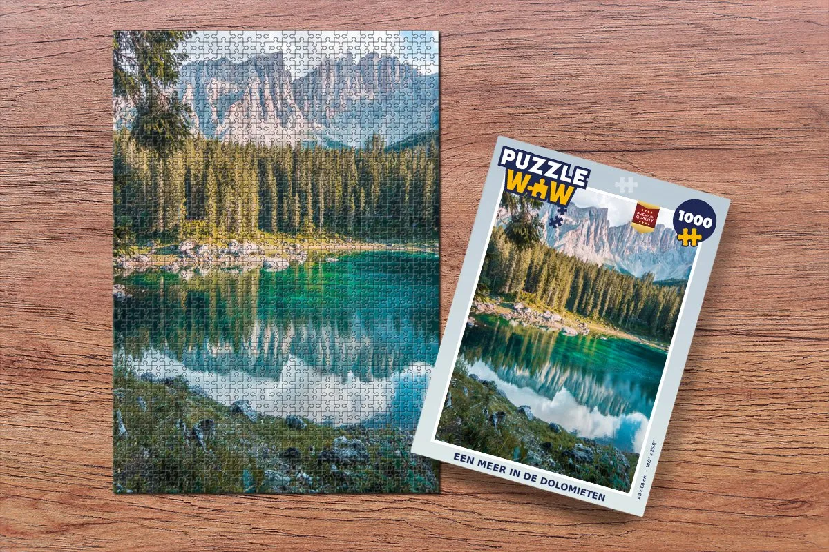 PuzzleWow Legpuzzel Een meer in de Dolomieten 1000 Stuks - Multicolor