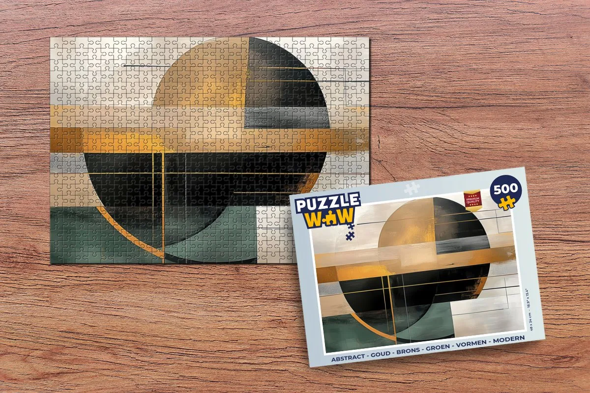 PuzzleWow Abstract Legpuzzel 500 Stuks - Goud/Brons/Grijs