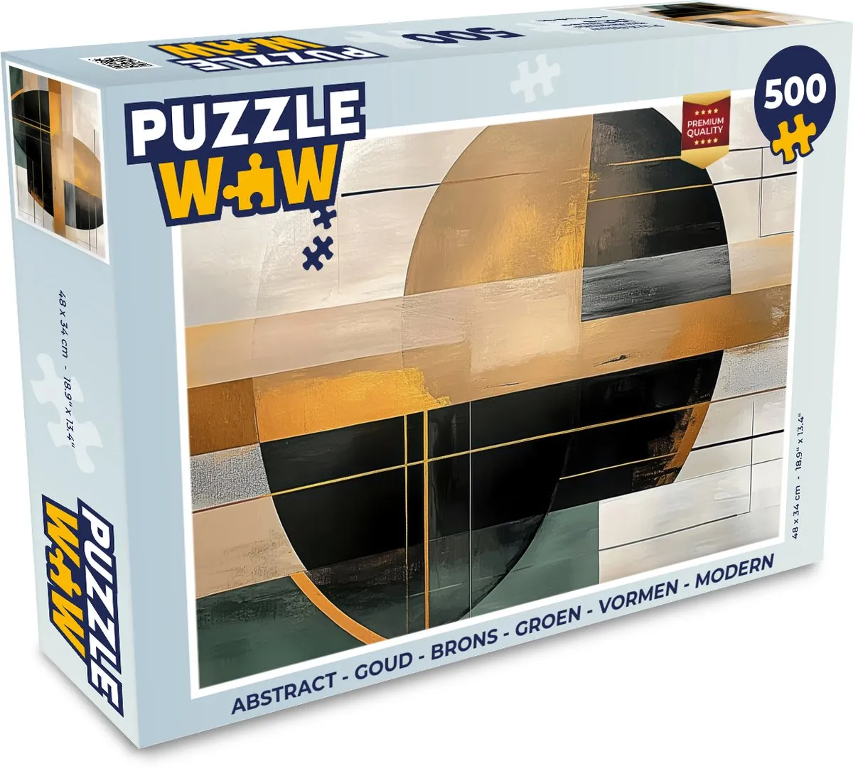 PuzzleWow Abstract Legpuzzel 500 Stuks - Goud/Brons/Grijs