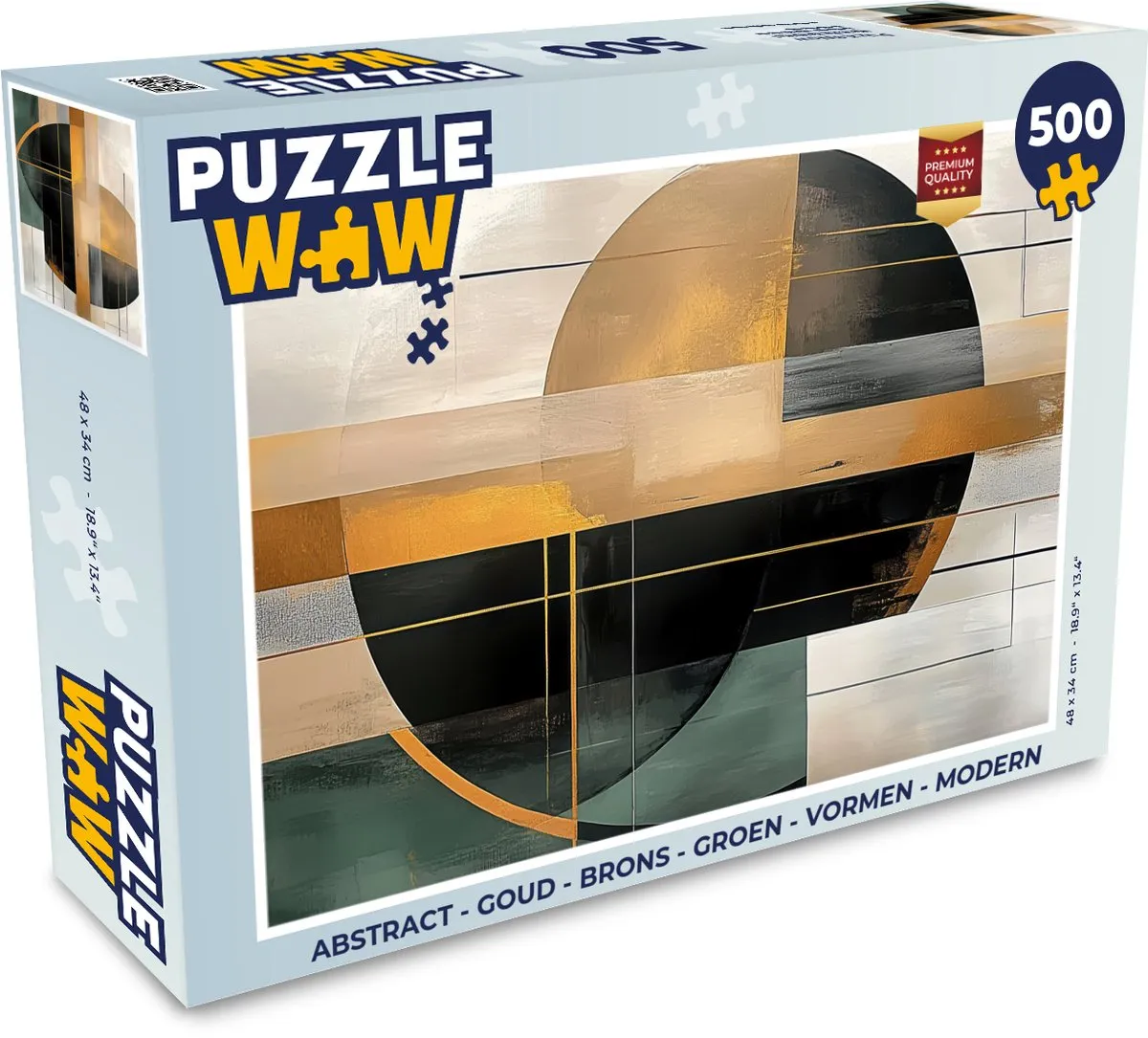 PuzzleWow Abstract Legpuzzel 500 Stuks - Goud/Brons/Grijs