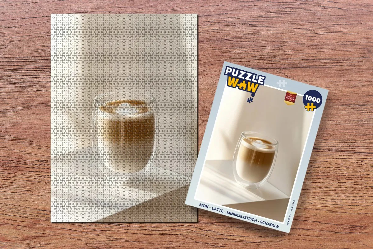 PuzzleWow Mok Latte Legpuzzel 1000 Stuks - Glas