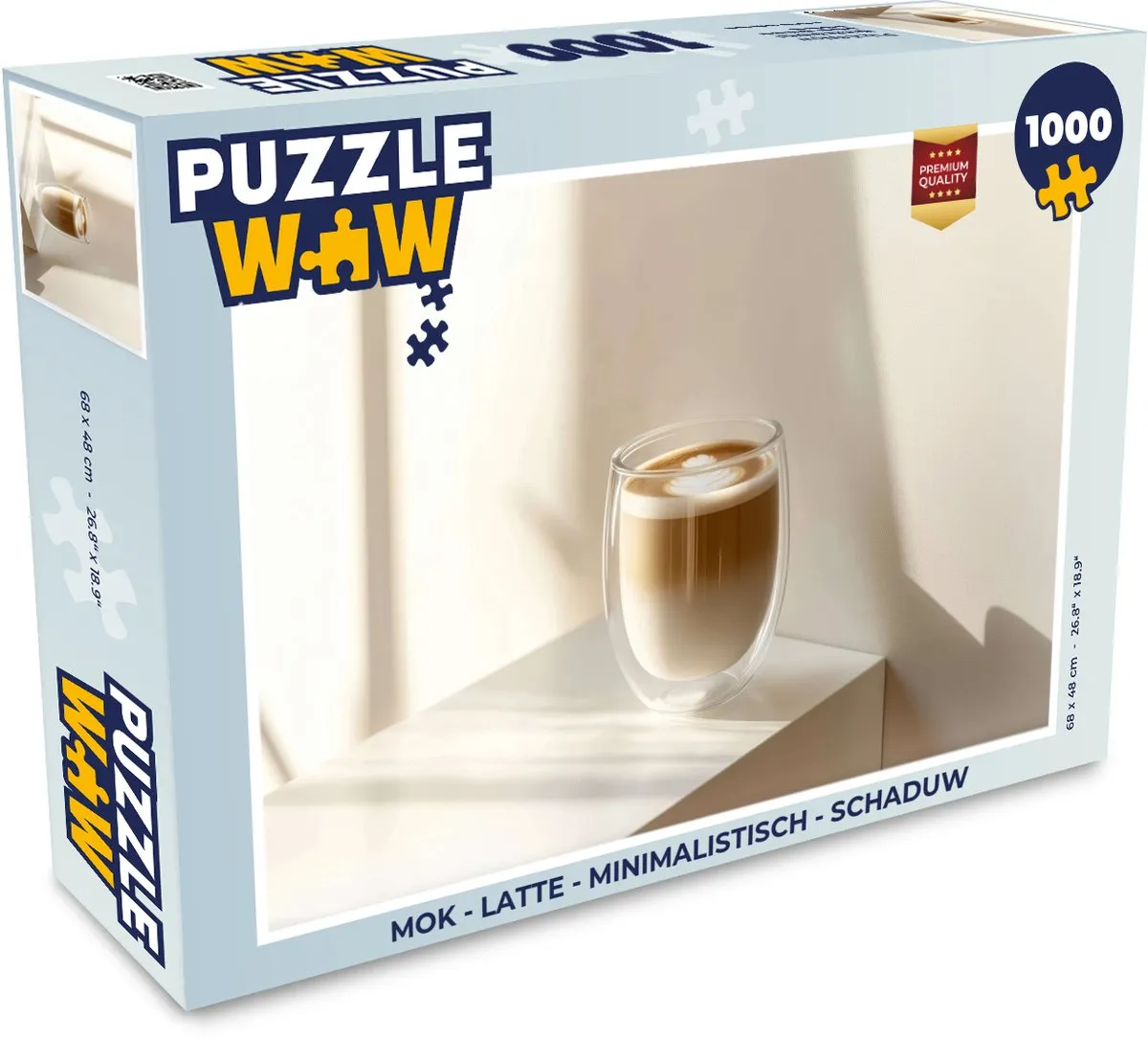 PuzzleWow Mok Latte Legpuzzel 1000 Stuks - Glas