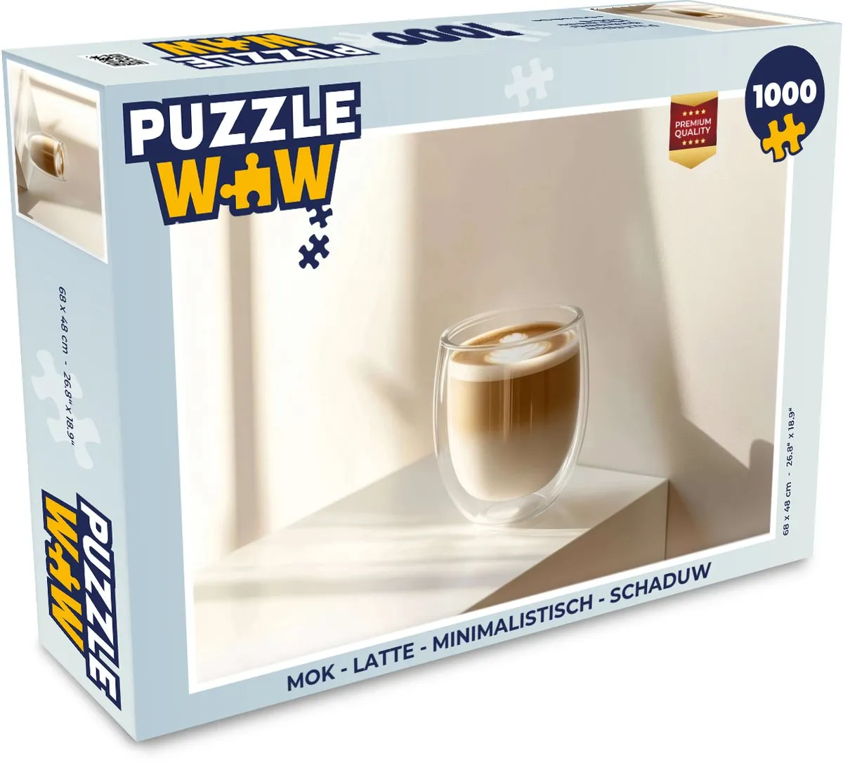 PuzzleWow Mok Latte Legpuzzel 1000 Stuks - Glas