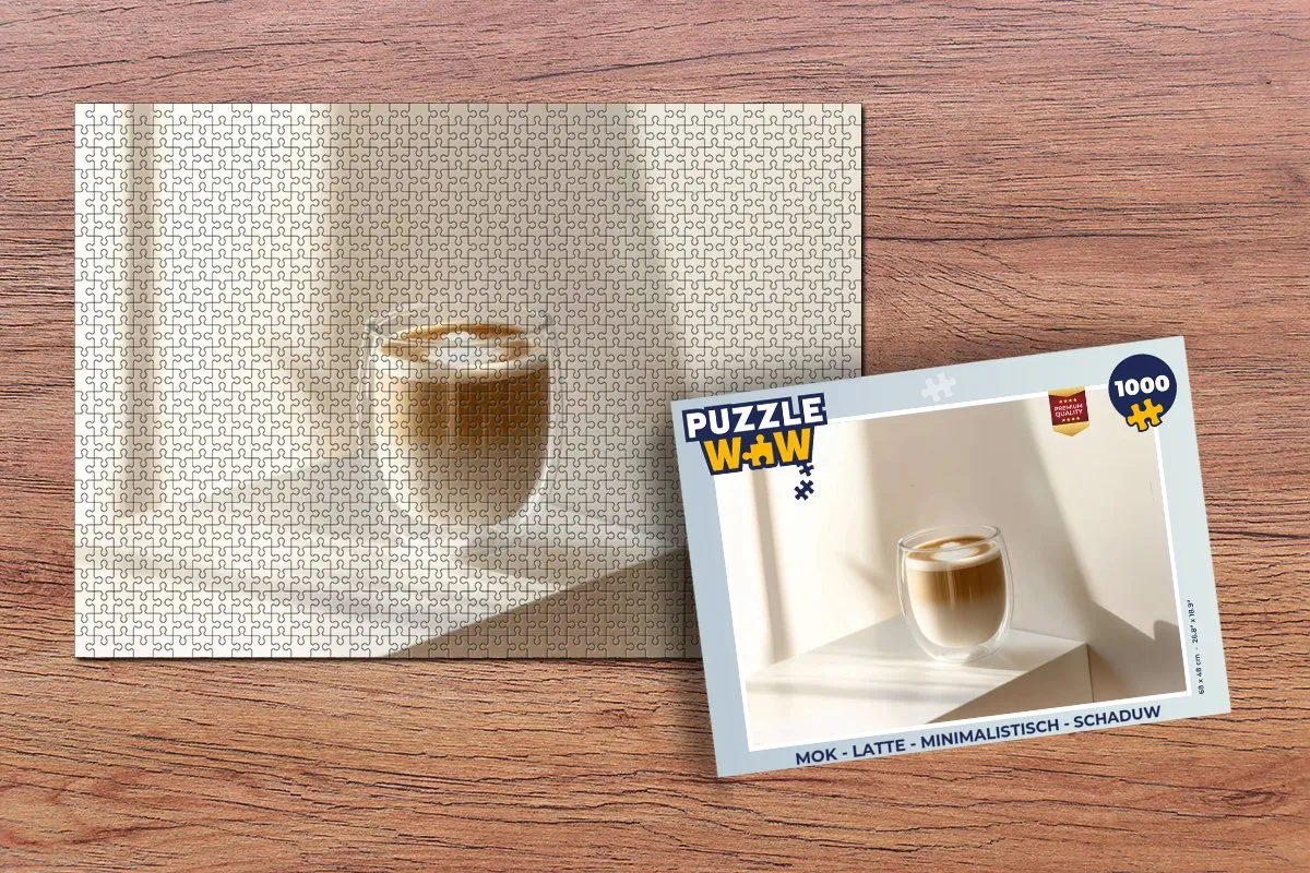 PuzzleWow Mok Latte Legpuzzel 1000 Stuks - Glas