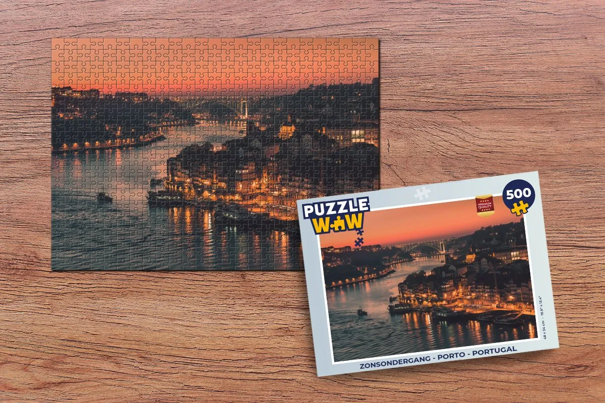 PuzzleWow Zonsondergang Porto Portugal Legpuzzel 500 Stuks - Multicolor