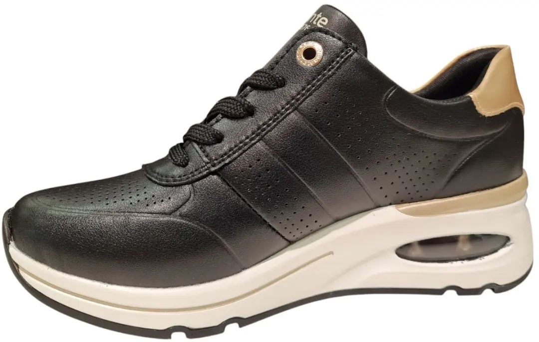 Remonte D2H01 03 Lage Leren Dames Sneakers - Zwart