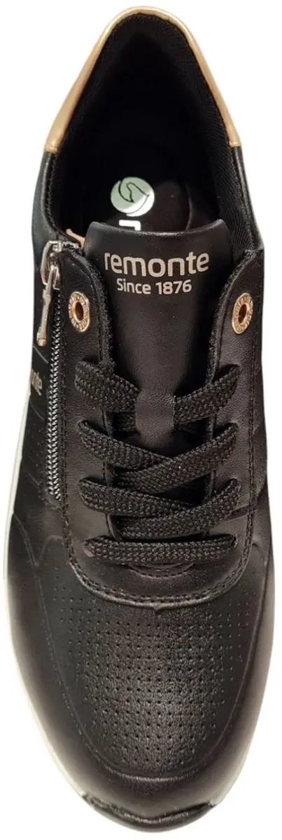 Remonte D2H01 03 Lage Leren Dames Sneakers - Zwart