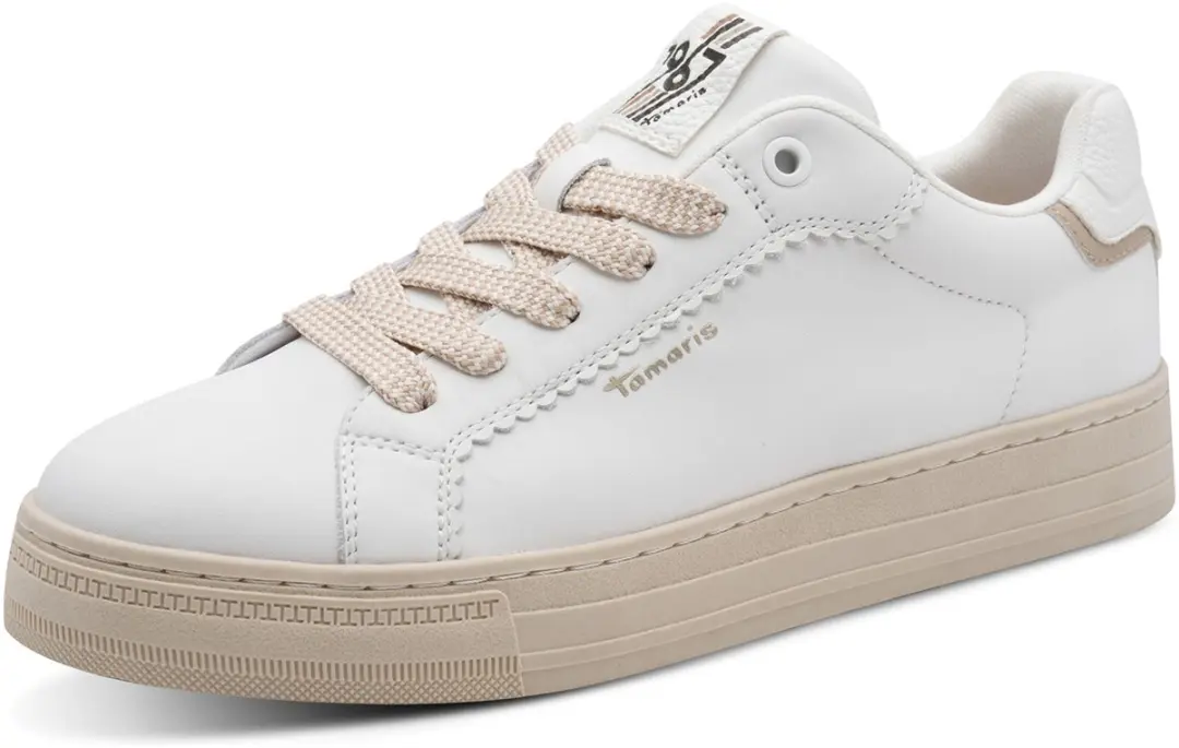 Tamaris dames leren sneaker 1-23730-47-117 dames veterschoen Wit