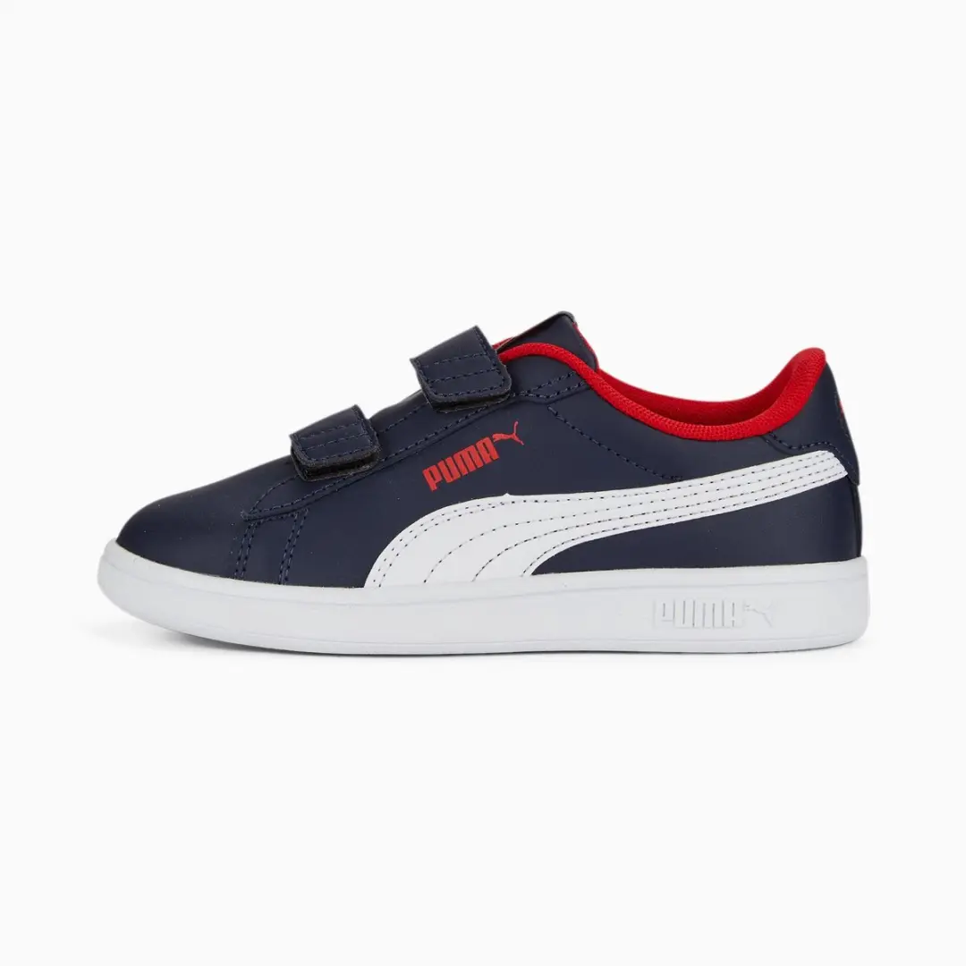 PUMA Smash 3.0 L V PS Sneakers Junior - 33 - Navy/Wit/Rood - afbeelding 2 van 6