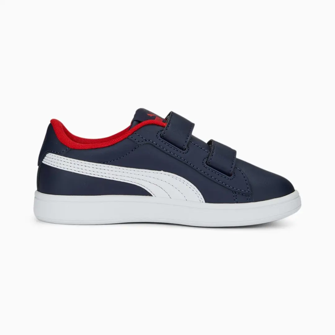 PUMA Smash 3.0 L V PS Sneakers Junior - 33 - Navy/Wit/Rood - afbeelding 4 van 6