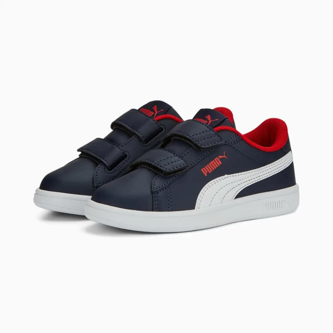 PUMA Smash 3.0 L V PS Sneakers Junior - 33 - Navy/Wit/Rood - afbeelding 5 van 6