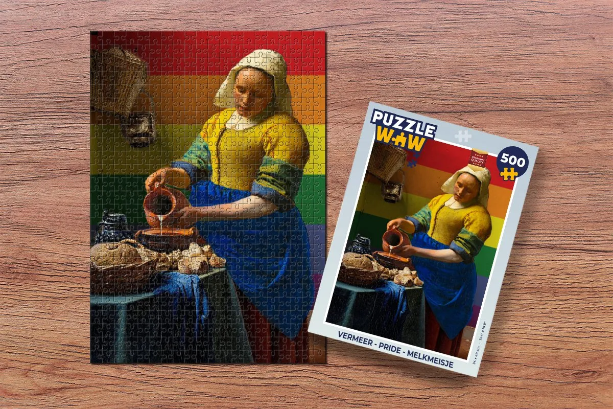 PuzzleWow Vermeer Pride Melkmeisje Legpuzzel 500 Stuks - Multicolor