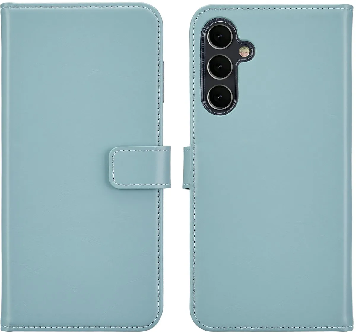 Selencia Hoesje Samsung Galaxy A16 - Echt Lederen Bookcase Lichtblauw