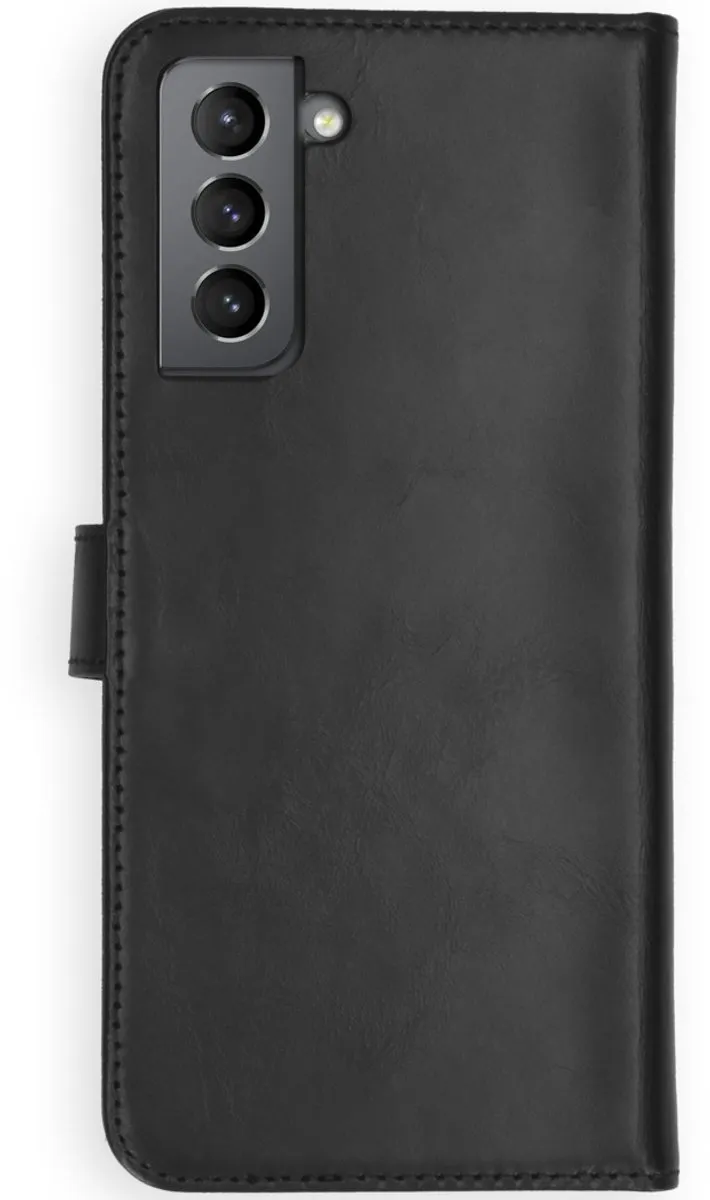 Selencia Hoesje Samsung Galaxy S21 Plus - Echt Lederen Bookcase 3 Stuks - Zwart
