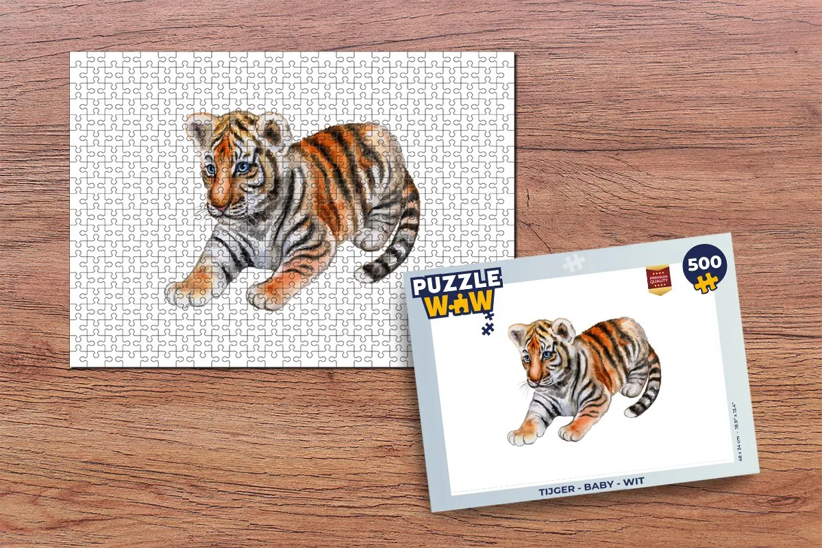 PuzzleWow Tijger Baby Legpuzzel 500 Stuks - Multicolor