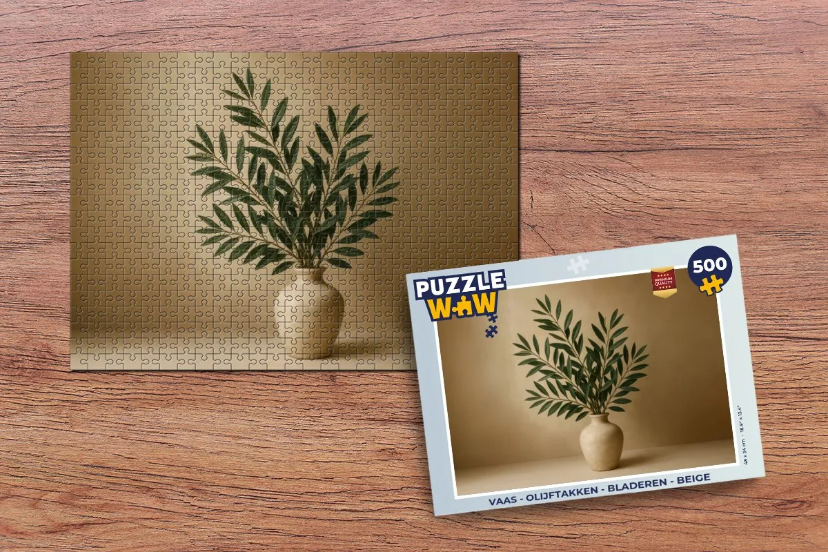 PuzzleWow Vaas Olijftakken Legpuzzel 500 Stuks - Beige