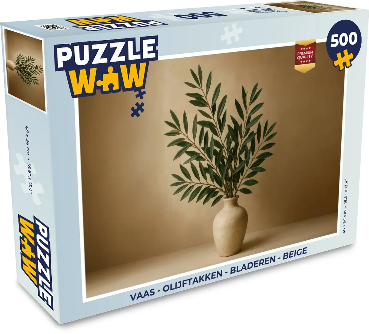 PuzzleWow Vaas Olijftakken Legpuzzel 500 Stuks - Beige