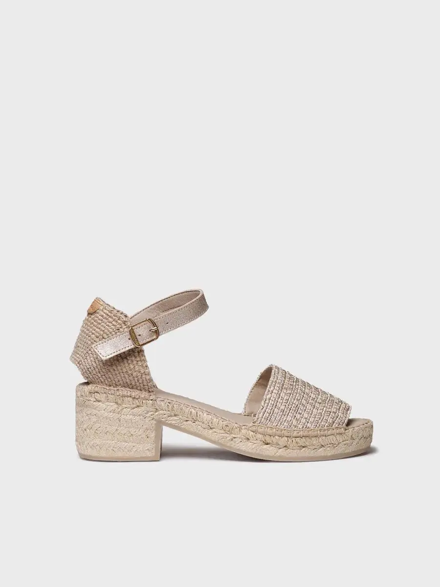 Dames espadrilles met lage hak van metallic stof