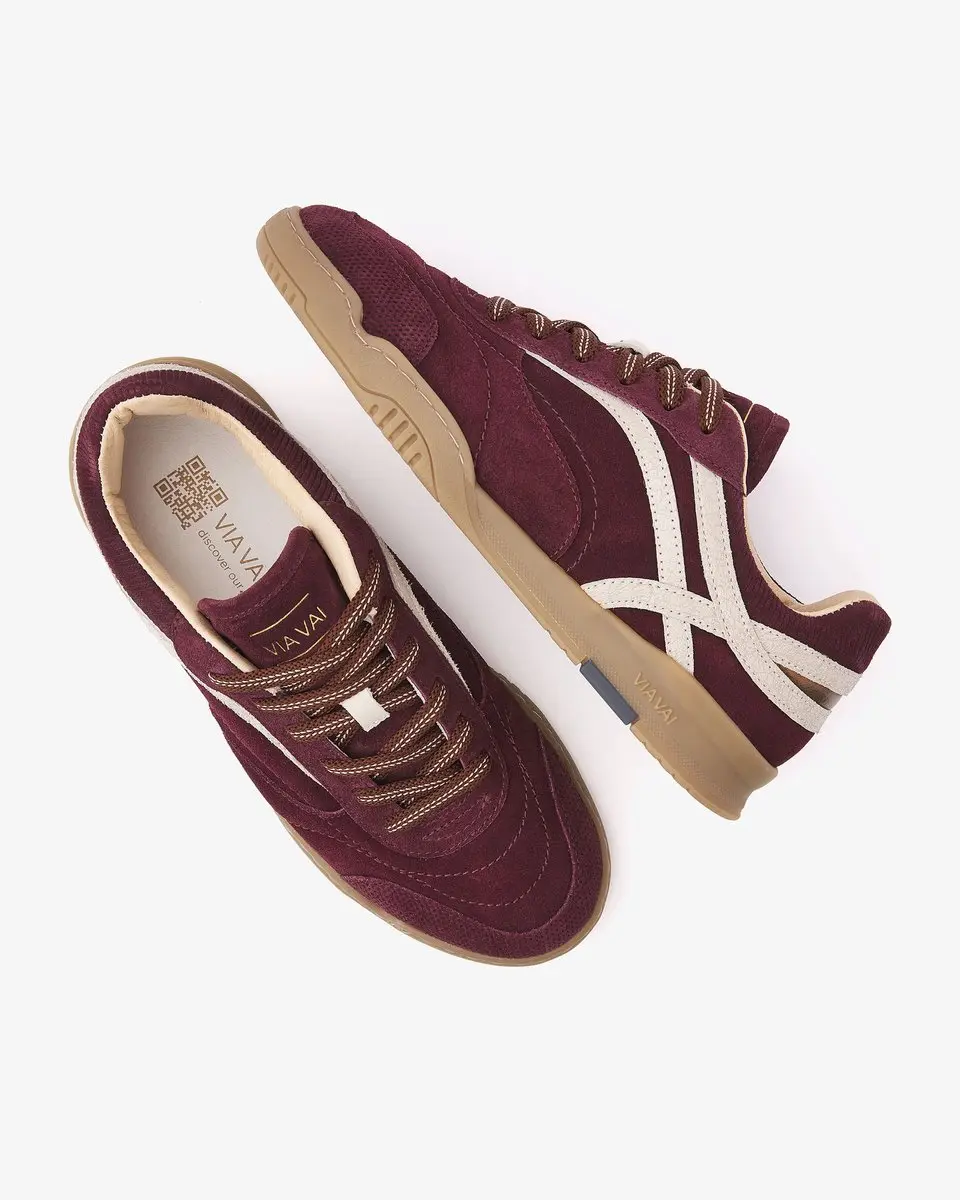 VIA VAI Kris Dante Sneakers Dames - Bordeaux - Leer/Suède 41