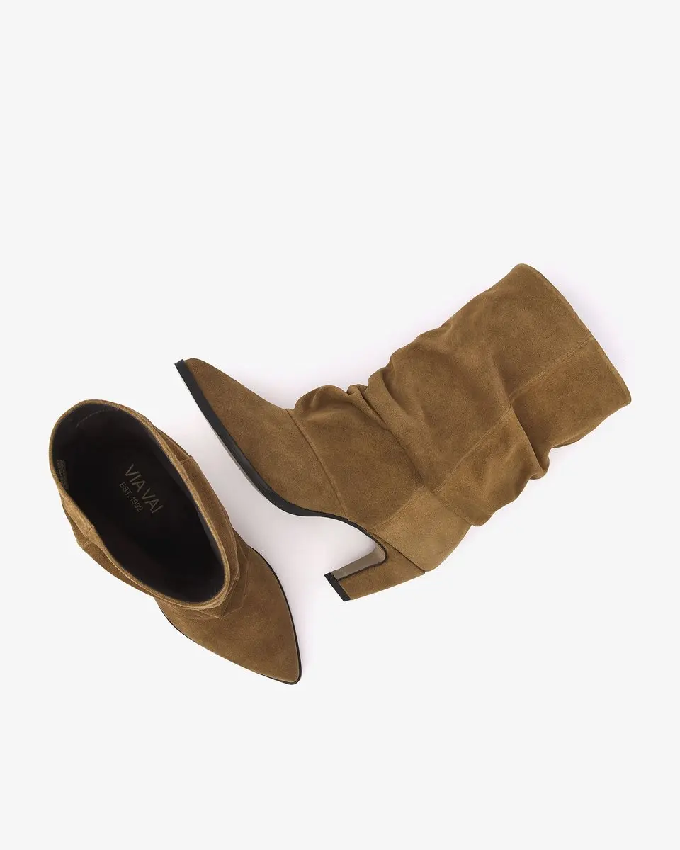 VIA VAI Elisa Palmer Enkellaarsjes Dames - Suède - Beige - Maat 38