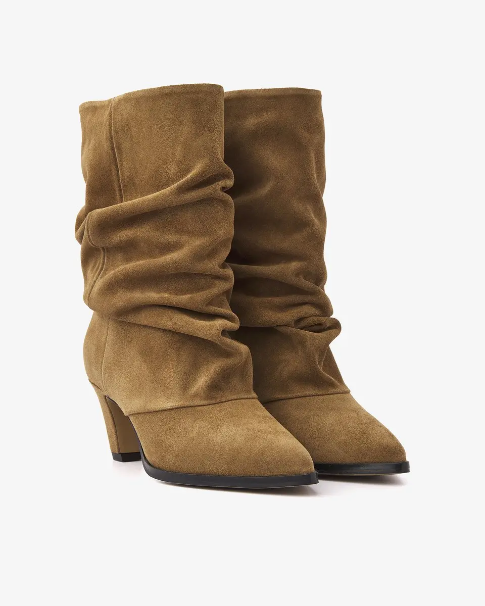 VIA VAI Elisa Palmer Enkellaarsjes Dames - Suède - Beige - Maat 38