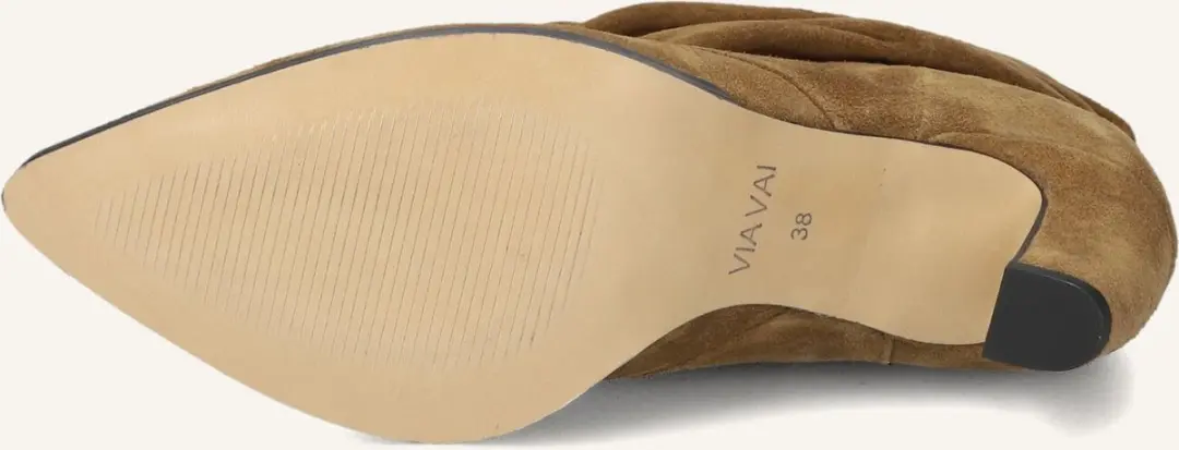 VIA VAI Elisa Palmer Enkellaarsjes Dames - Suède - Beige - Maat 38