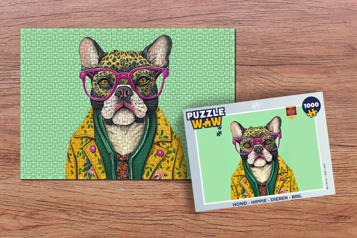 PuzzleWow Hippie Hond Legpuzzel 1000 Stuks - Multicolor