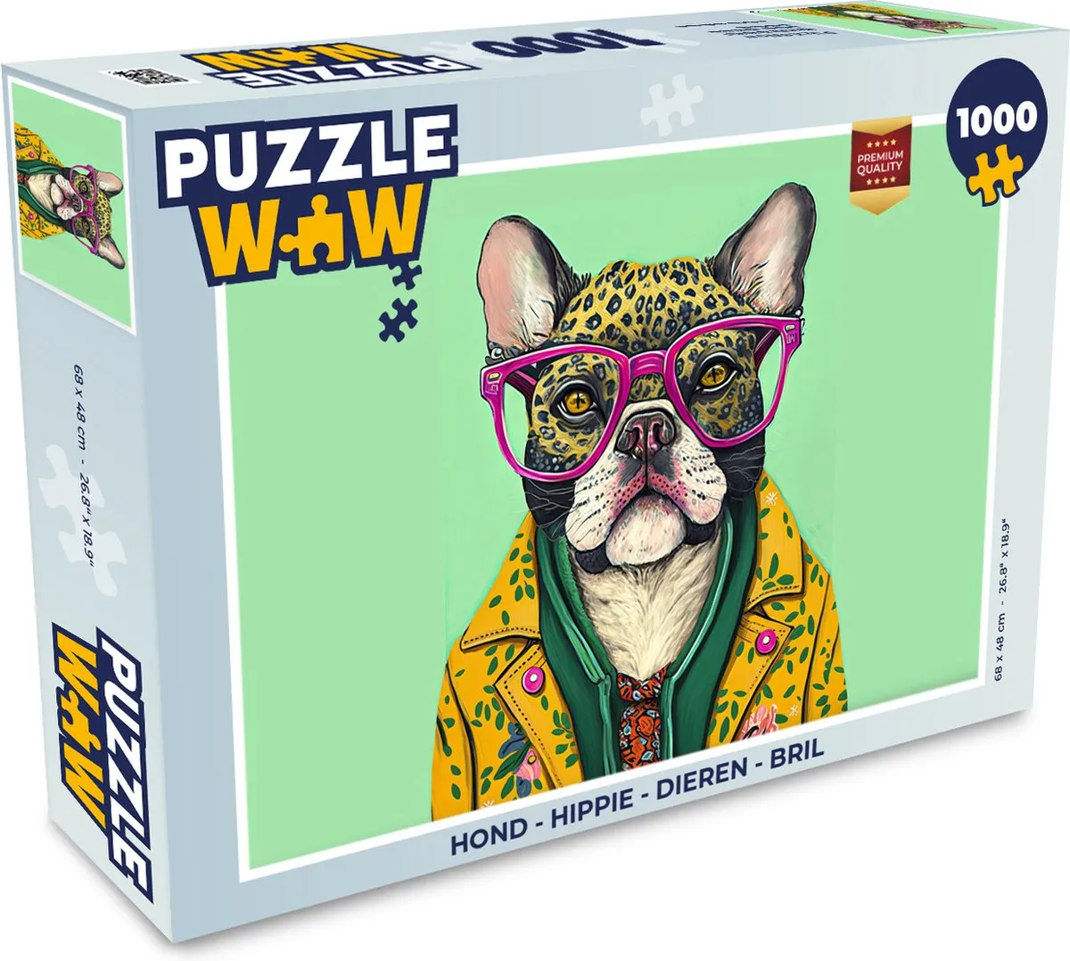 PuzzleWow Hippie Hond Legpuzzel 1000 Stuks - Multicolor