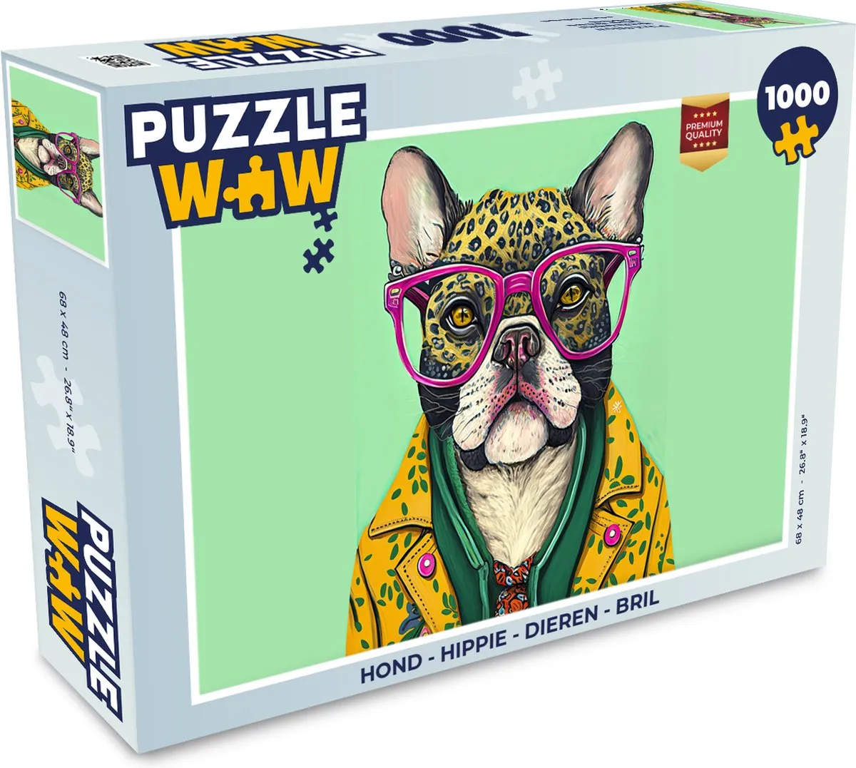 PuzzleWow Hippie Hond Legpuzzel 1000 Stuks - Multicolor