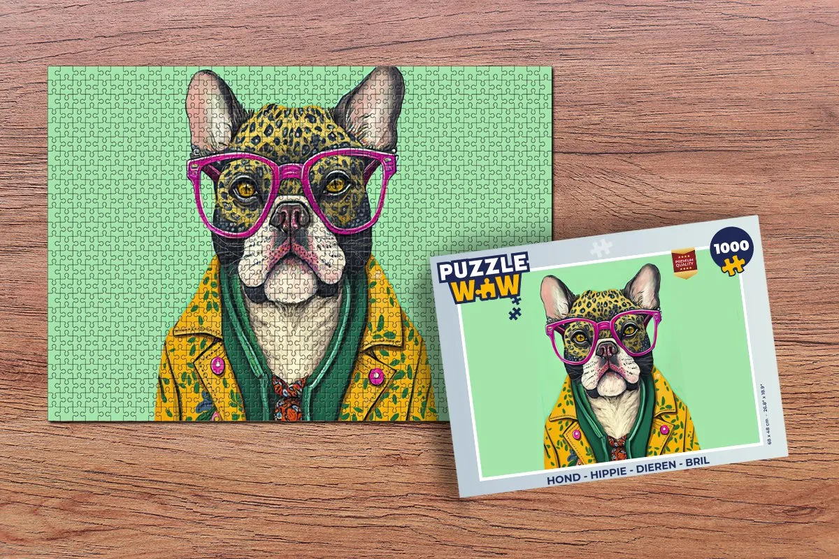 PuzzleWow Hippie Hond Legpuzzel 1000 Stuks - Multicolor