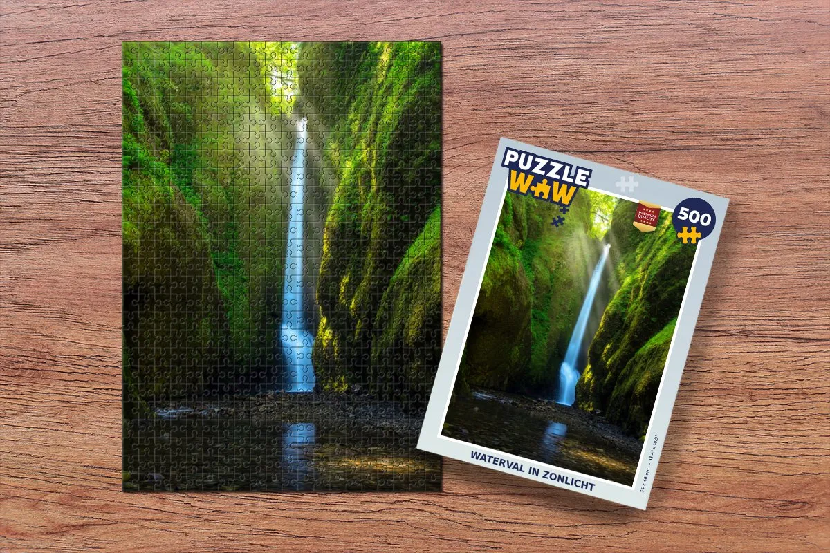 PuzzleWow Waterval Zon Legpuzzel 500 Stuks - Multicolor