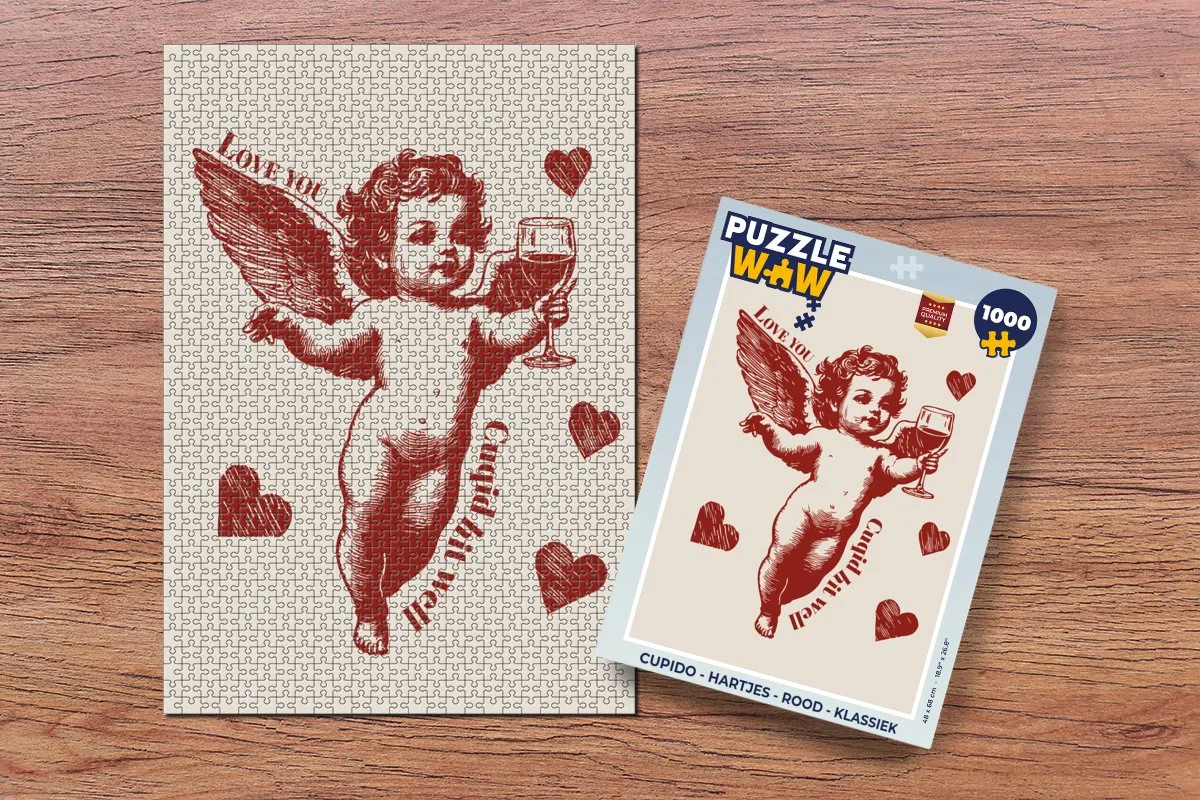 PuzzleWow Cupido Hartjes Legpuzzel 1000 Stuks - Rood