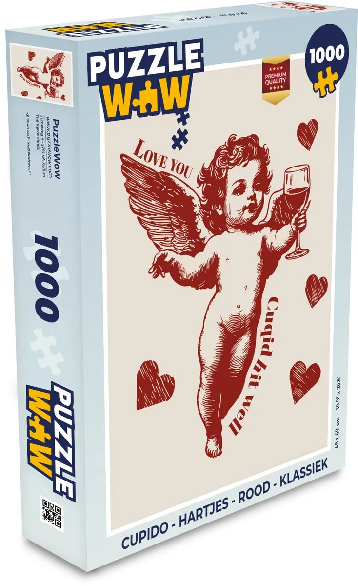 PuzzleWow Cupido Hartjes Legpuzzel 1000 Stuks - Rood
