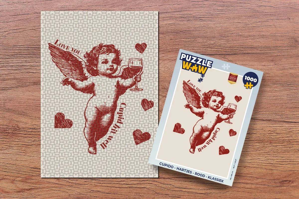 PuzzleWow Cupido Hartjes Legpuzzel 1000 Stuks - Rood